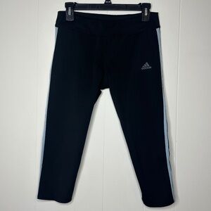 Adidas Running Climacool Capri Leggings, Size M, Black w/ Blue stripes